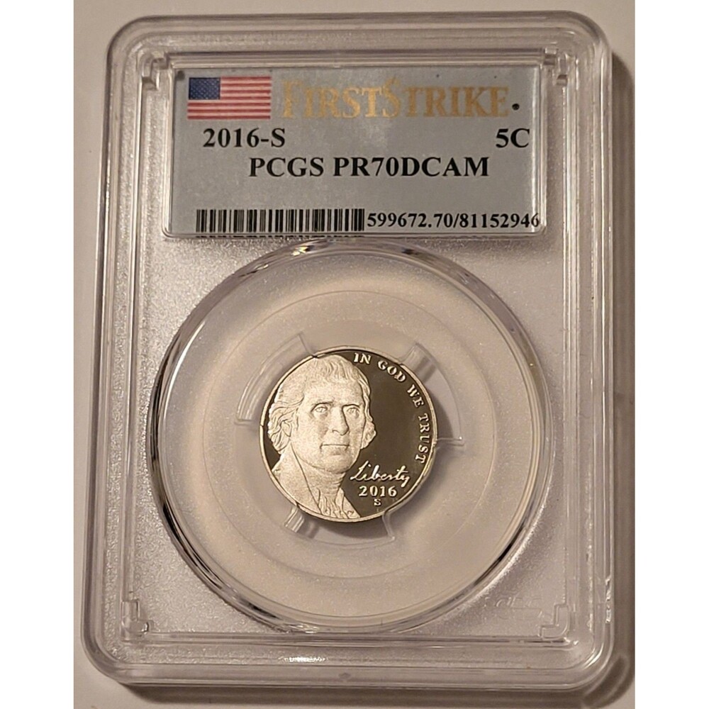 2016 S Jefferson Nickel Proof PR70 DCAM PCGS First Strike